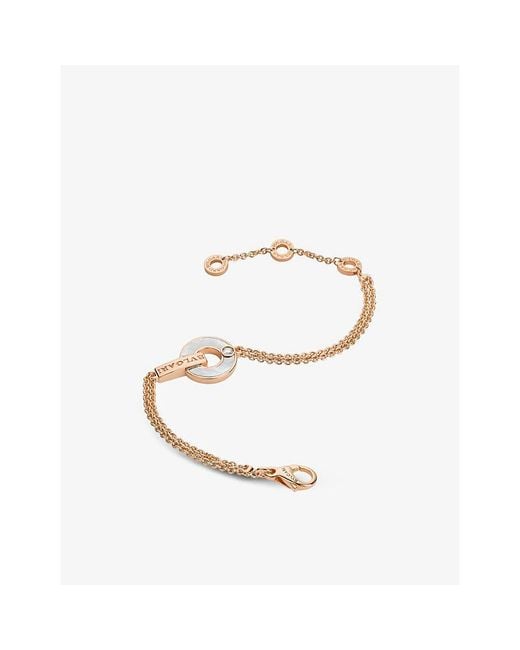 BVLGARI Metallic Openwork 18Ct Rose- Mother Of Pearl, And 0.06Ct Round Brilliant-Cut Diamond Bracelet