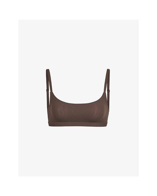 Skims Brown Fits Everybody Scooped Stretch-Woven Bra Xxxxl