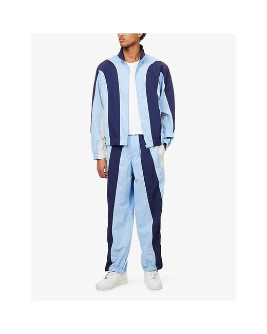 AWAKE NY Blue Pusherman Panelled Track Shell Jogging Bottoms for men