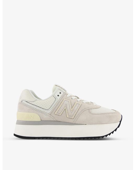 New Balance Synthetic 574 Logo-embossed Woven Low-top Trainers in White |  Lyst