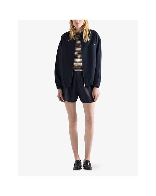 Prada Blue Mohair Wool Blouson Jacket