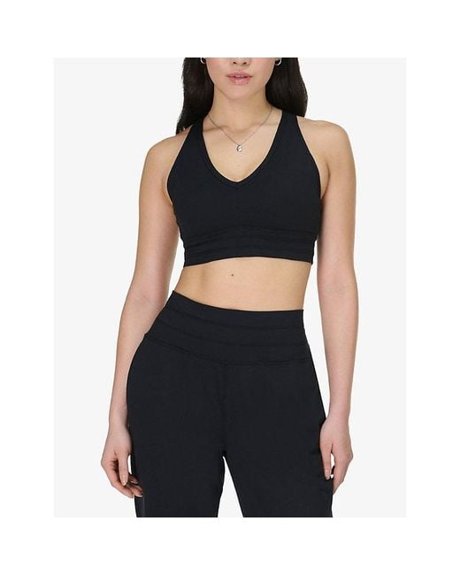Sweaty Betty Black Gaia V-Neck Stretch-Woven Yoga Bra