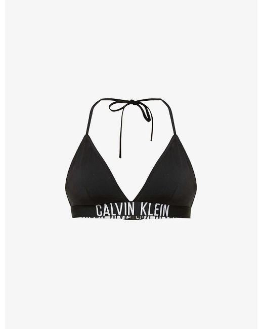 Calvin Klein Synthetic Intense Power Logo-print Triangle Bikini Top in ...