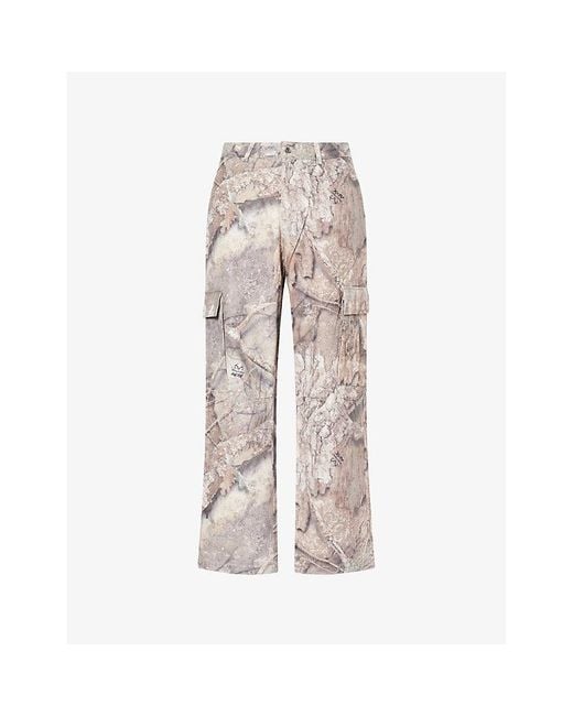 Represent Multicolor Camouflage-Pattern Cotton Cargo Trousers for men