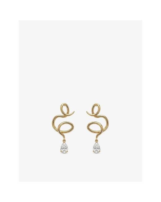 La Maison Du Couturier Metallic With Love Darling Medusa Water-Plated Brass And Cubic Zirconia Drop Earrings