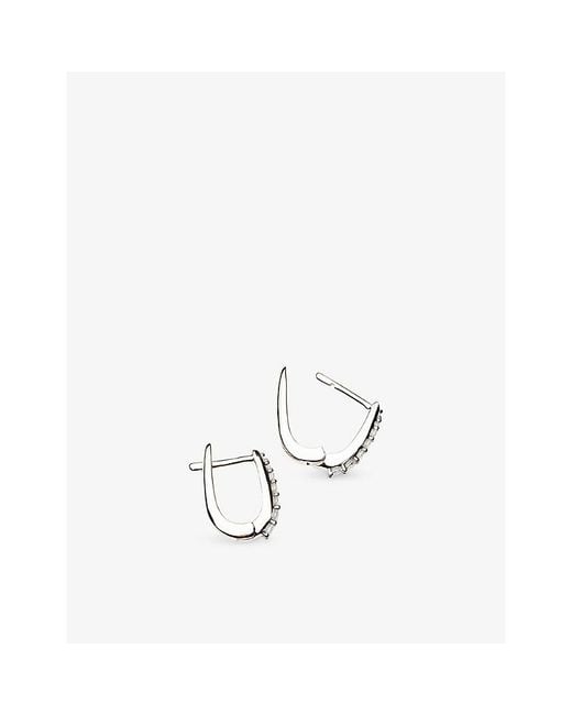 Missoma White Pavé Claw Sterling- Plated Brass Huggies