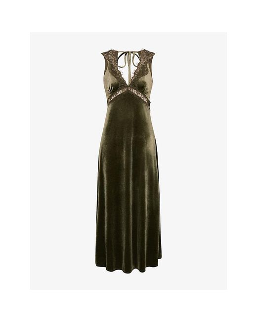 OMNES Green Aurelia Velvet Maxi Dress