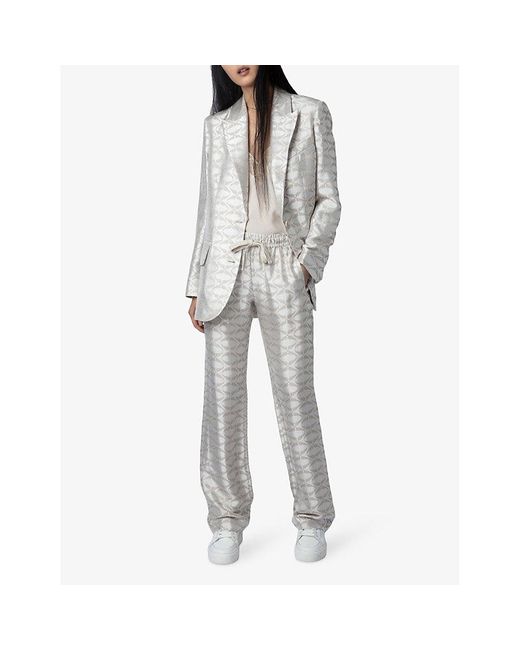 Zadig & Voltaire White Pomy Drawstring-waist Jacquard Woven Trousers