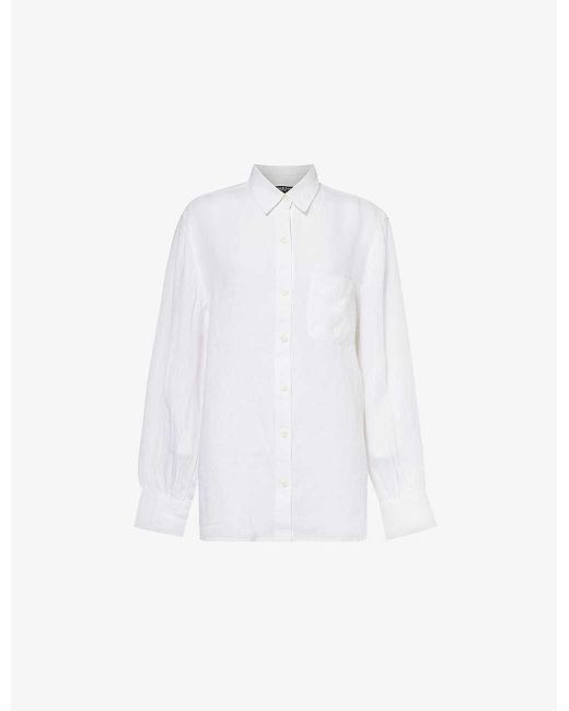 Rag & Bone White Maxine Patch-pocket Relaxed-fit Linen Shirt