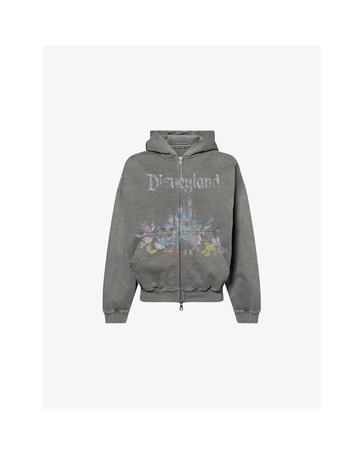 Cole Buxton Gray X Disney Faded-Print Cotton-Jersey Hoodie for men