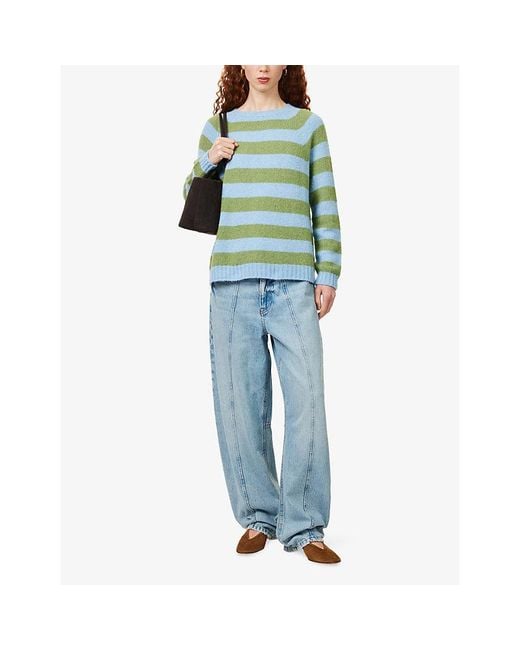 Weekend by Maxmara Blue Striped Round-Neck Knitted Jumper