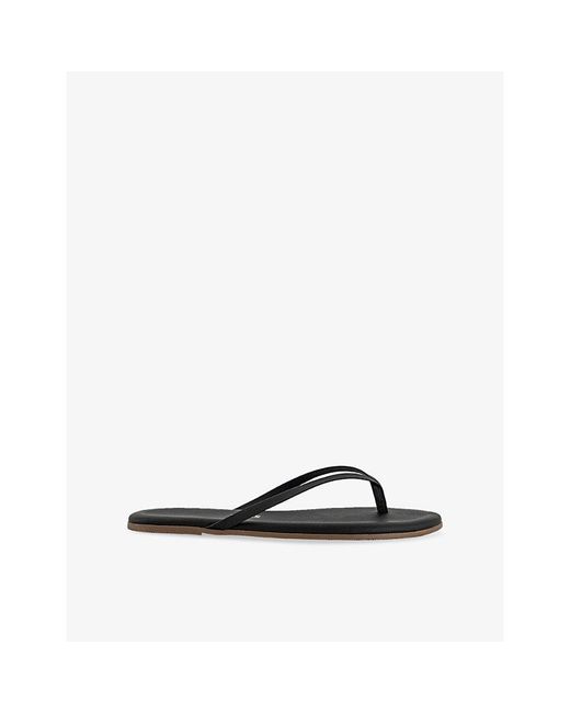 TKEES Black Lily Liners Leather Flip-Flops