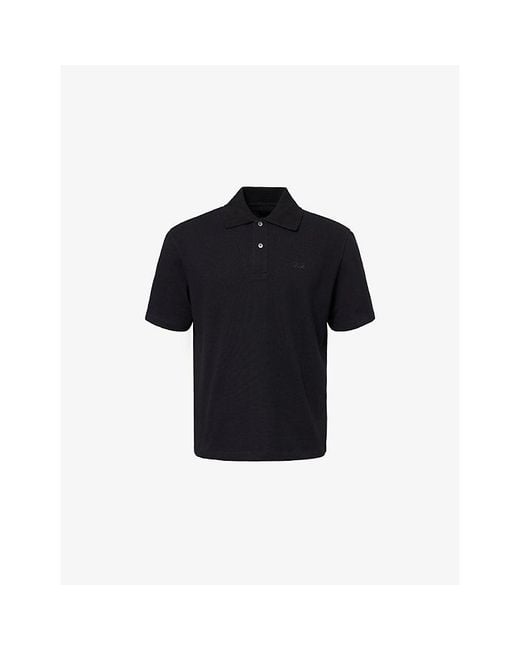 Loewe Black Anagram-Embroidered Cotton Polo Shirt for men