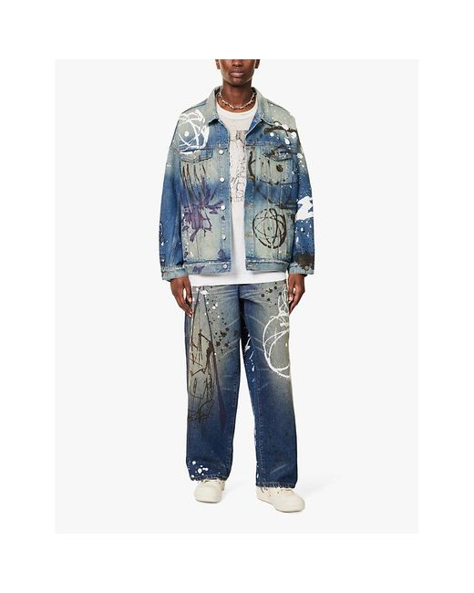 Marc Jacobs Blue X Futura Painted Trucker Denim Jacket for men