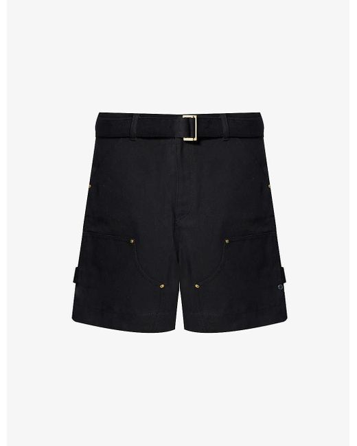 Sacai Blue X Carhartt Wip Brand-patch Cotton-canvas Shorts for men