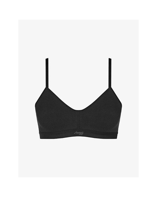 Sloggi Black Ever Ease Padded Non-Wired Cotton-Blend Bra