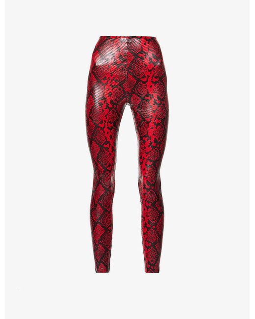 Commando Red Print-embellished Faux-leather leggings