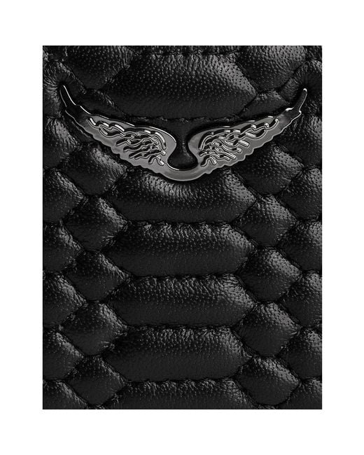 Zadig & Voltaire Black Quilted-Leather Emblem-Detail Card Holder