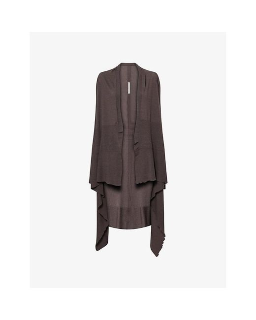 Rick Owens Brown Wrap Draped Wool Cardigan
