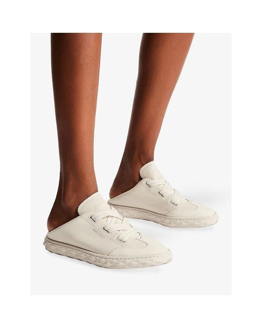 Jimmy Choo White Diamond Light Leather Low-Top Trainers