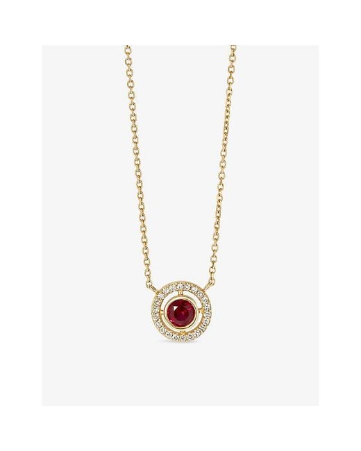 Astley Clarke White July Birthstone 14Ct- Ruby And 0.08Ct Lab-Grown Diamond Pendant Necklace