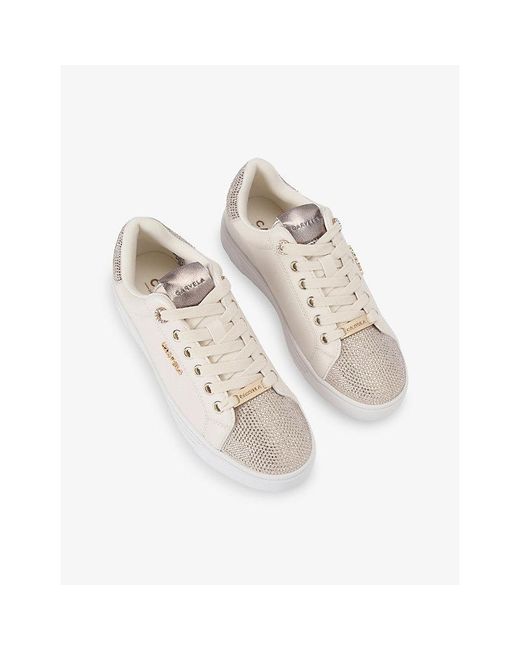 Carvela Kurt Geiger White Daze Embellished Faux-Leather Trainers