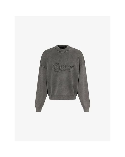 Represent Gray Stamped Faded-Wash Knitted Jumper for men