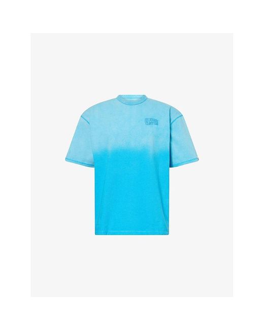 BBCICECREAM Blue Arch Logo-Embroidered Cotton T-Shirt for men