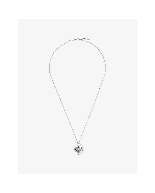Missoma White Ridge Heart Charm-Plated Brass Pendant Necklace