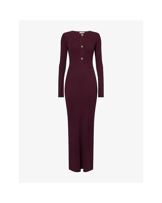 4th & Reckless Rita Cut-Out Knitted Maxi Dress in Purple | Lyst