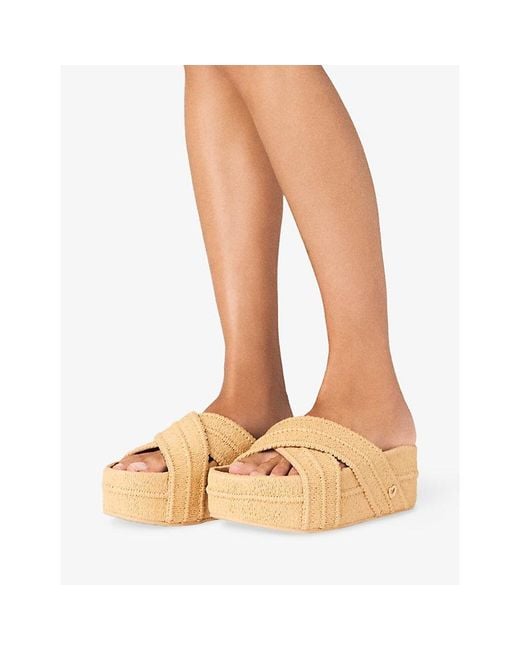 Maje Natural Platform Cross-Strap Woven Sandals