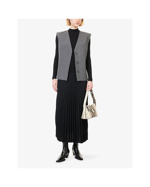 ME+EM Black Barely There Ribbed Wool And Cashmere Jumper