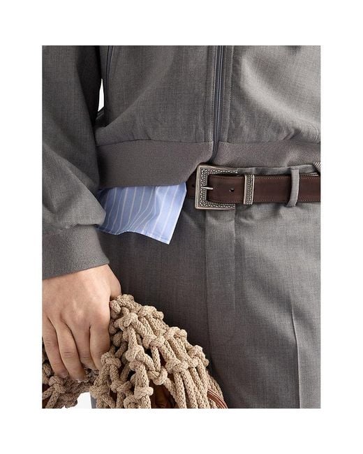 Prada Brown Antiqued Leather Belt for men