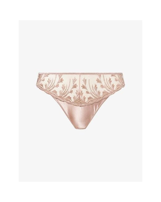 Aubade Natural Cosmic Romance Satin And Lace Tanga Briefs