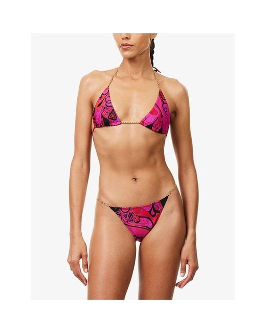 Emilio Pucci Pink Occhi Printed Triangle Bikini Top