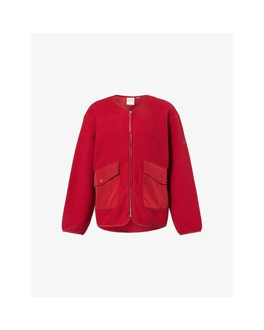 Varley Red Marina Collarless Fleece Jacket