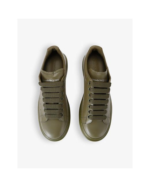 Alexander McQueen Green Mono Show Brand-foiled Leather Low-top Trainers for men