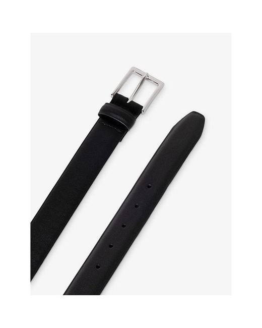 Hackett Black Feather-Edge Leather Belt for men