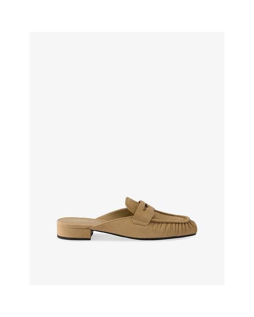 Prada Natural Ruched Suede Mules