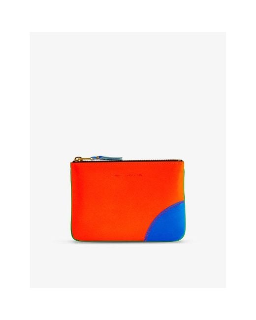 Comme des Garçons Orange Colour-blocked Leather Wallet for men