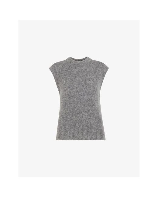 Whistles Gray Roun-Neck Wool And Alpaca-Blend Tank
