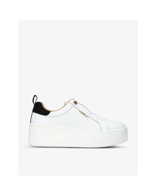 Carvela Kurt Geiger White Connected Slips-On Leather Flatofrm Trainers