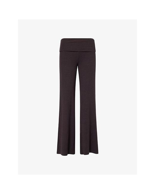 WE Are Tala Blue 365 Rib Sculpting Lounge Fold-Waist Flared Stretch-Modal Trousers