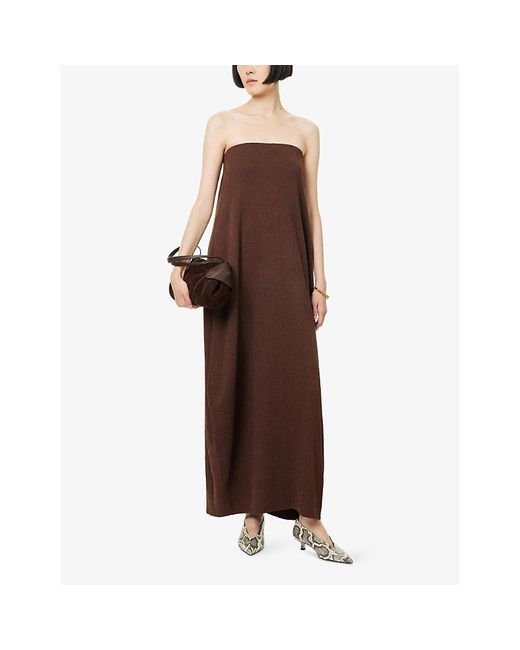 Dissh Brown Alias Strapless Stretch-Woven Midi Dress