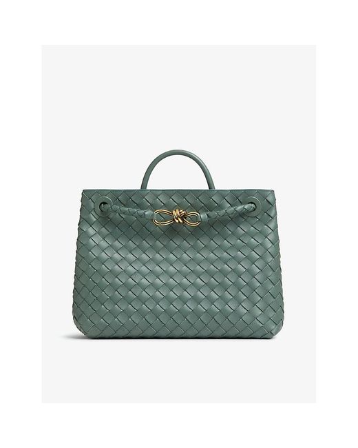 Bottega Veneta Green Andiamo Medium Leather Top-handle Bag
