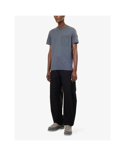 Moncler Blue Logo-Print Cotton T-Shirt for men