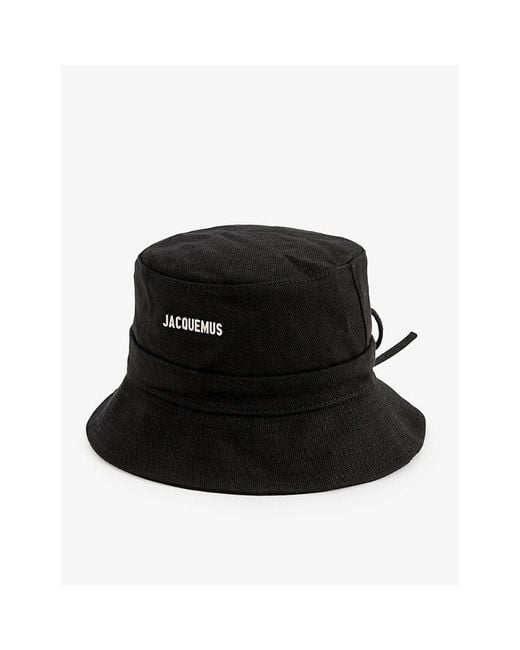 Jacquemus Black Le Bob Gadjo Brand-Plaque Cotton Bucket Hat