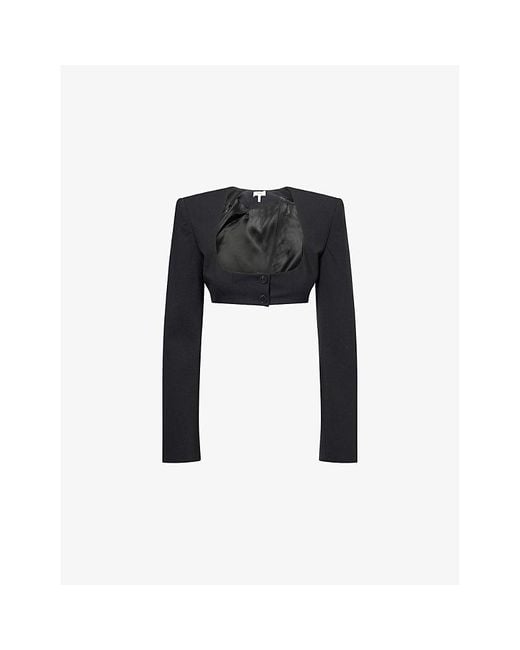 Nensi Dojaka Black Cropped Wool-Blend Blazer