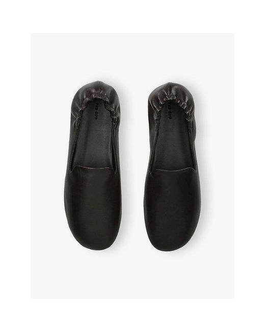 The Row Black Casa Leather Slippers