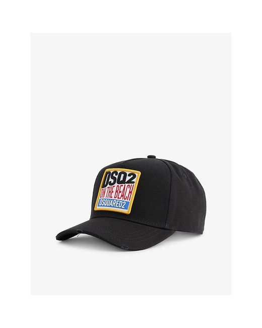 DSquared² Black On The Beach Brand-embroidered Cotton-twill Cap for men